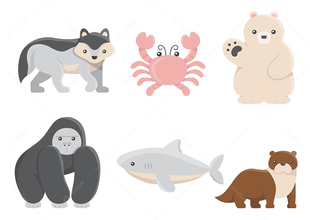 Desenhos De Conjuntos Vetoriais De Animais Vetor EPS