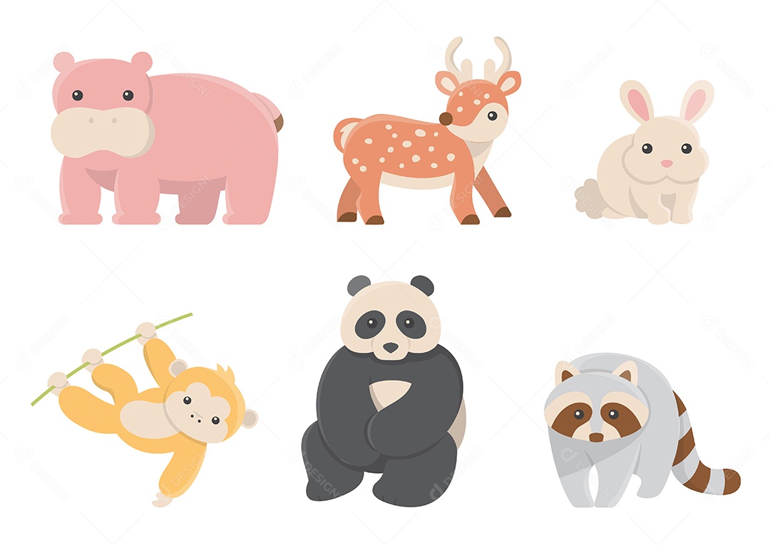 Desenhos De Conjuntos Vetoriais De Animais Vetor EPS