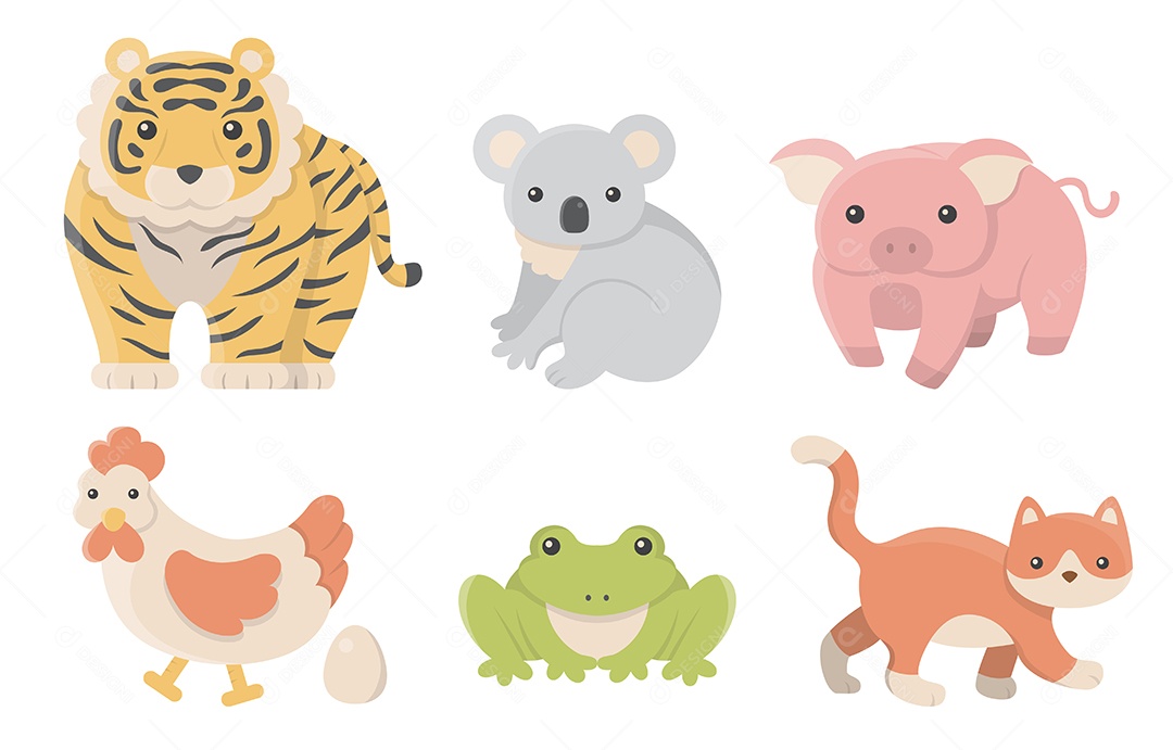 Desenhos De Conjuntos Vetoriais De Animais Vetor EPS