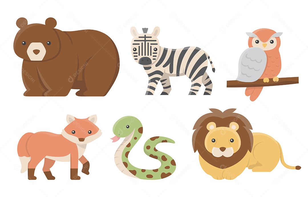 Desenhos De Conjuntos Vetoriais De Animais Vetor EPS