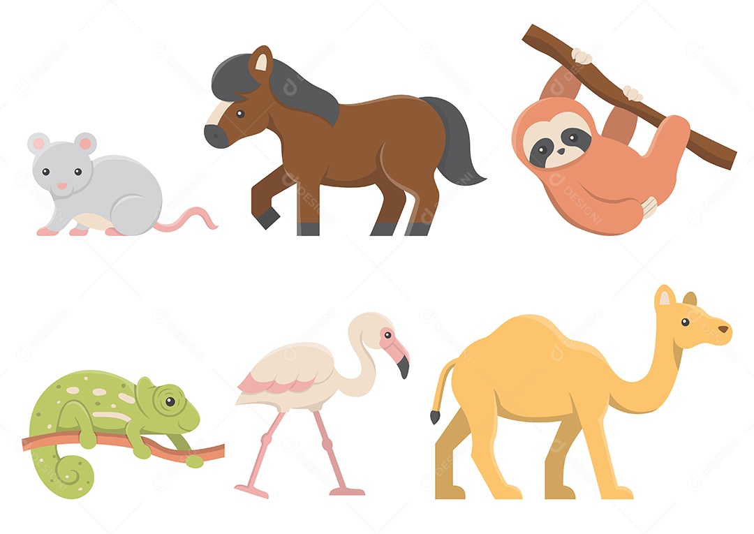 Conjunto De Desenhos Vetoriais De Animais Vetor EPS