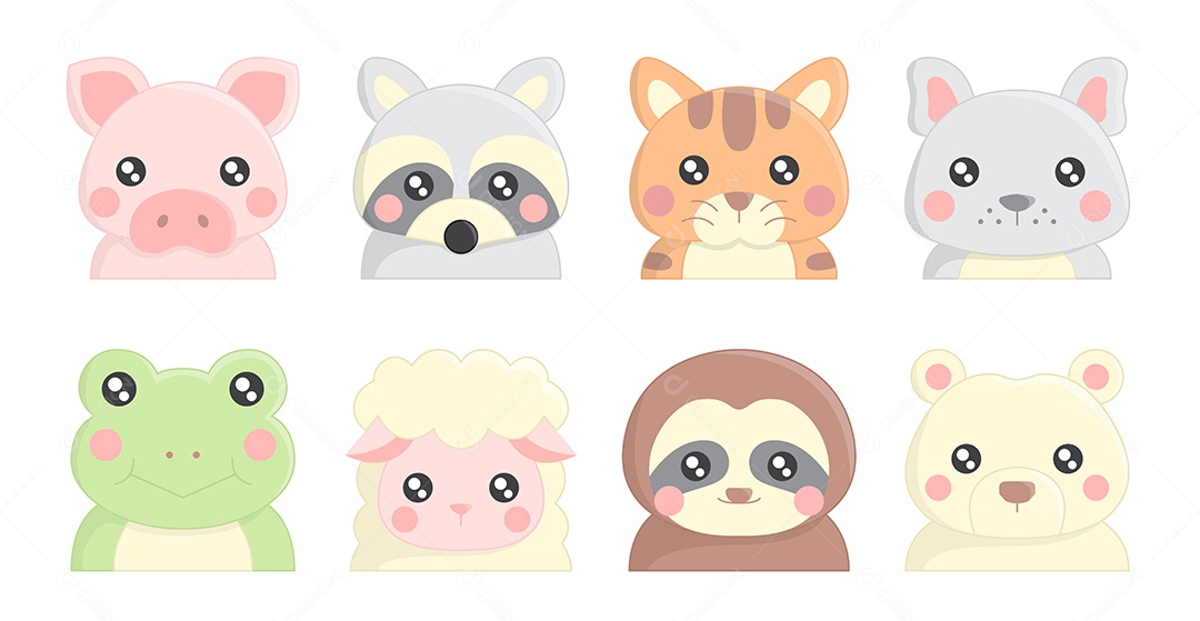 Conjunto De Desenhos Vetoriais De Animais Vetor EPS