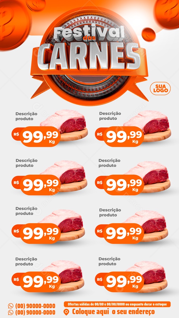 Social Media Encarte Story Festival Das Carnes PSD Editavel