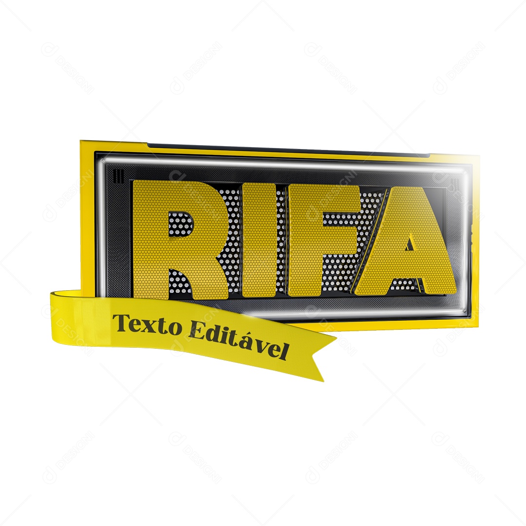 Selo 3D Rifa Texto Editavel PSD