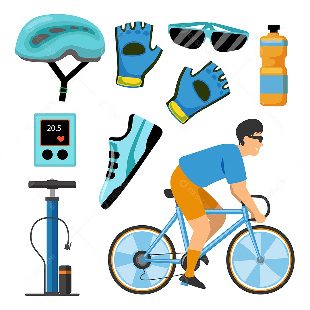 Desenho Vetorial De Personagem Motociclista Vetor AI + EPS