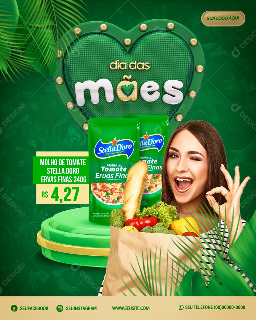 Social Media Feed Dia Das Mães Horti Fruti PSD Editável