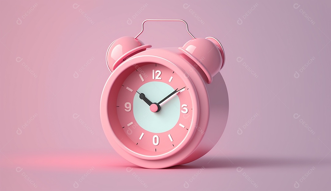 Relógio cor de rosa sobre fundo claro