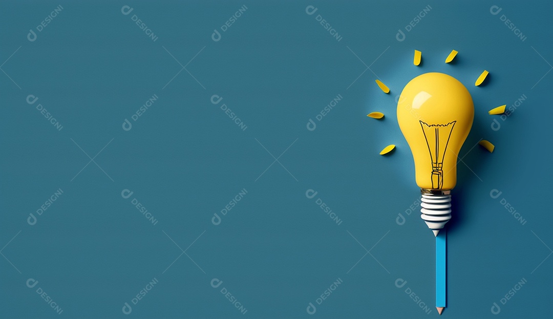 Lâmpada criativa com espaço para texto