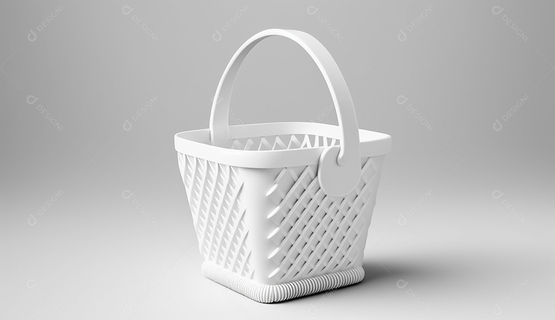 Cesta branca com fundo branco