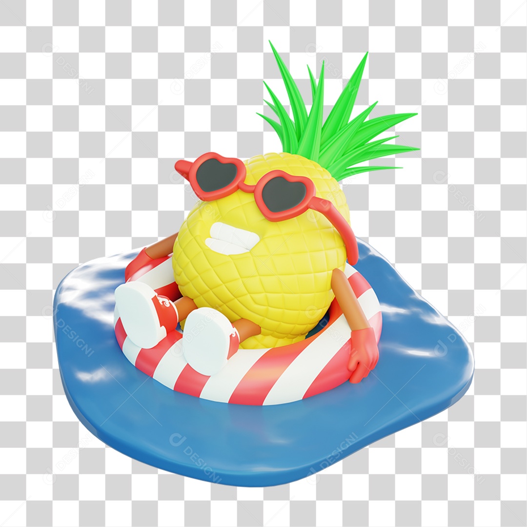 Elemento 3D Praia Verão Curtição para Composição PNG Transparente