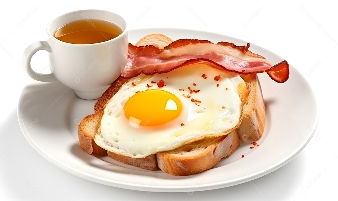 Pão Com Ovo E Bacon Sobre A Mesa