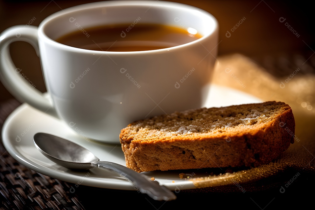 Bolo E Xicara De Chá Sobre A Mesa