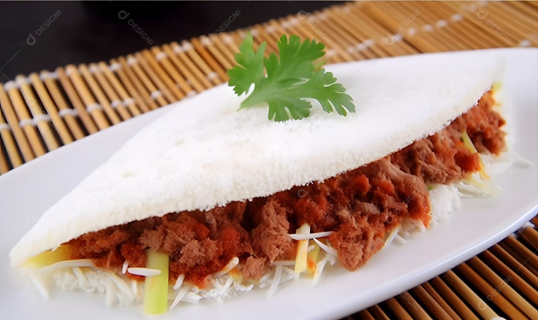 Tapioca Rechiada Sobre A Mesa