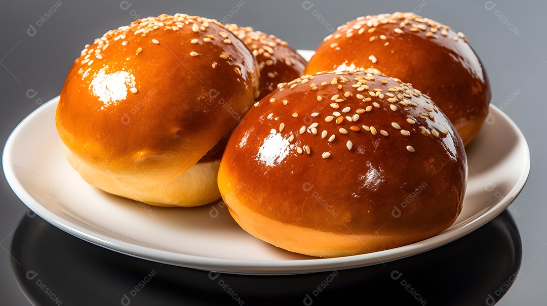 Prato Com Paes Sobre A Mesa