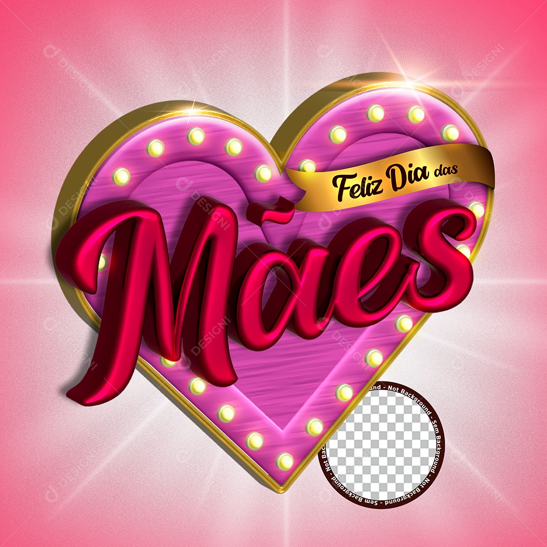 Feliz Dia Das Mães Selo 3D Para Composição PSD