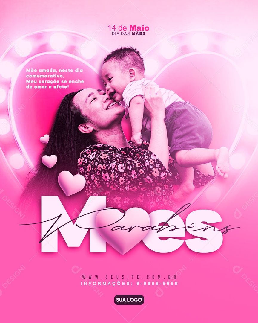 Parabéns Mães 14 De Maio Feliz Dia Das Mães Social Media PSD Editável