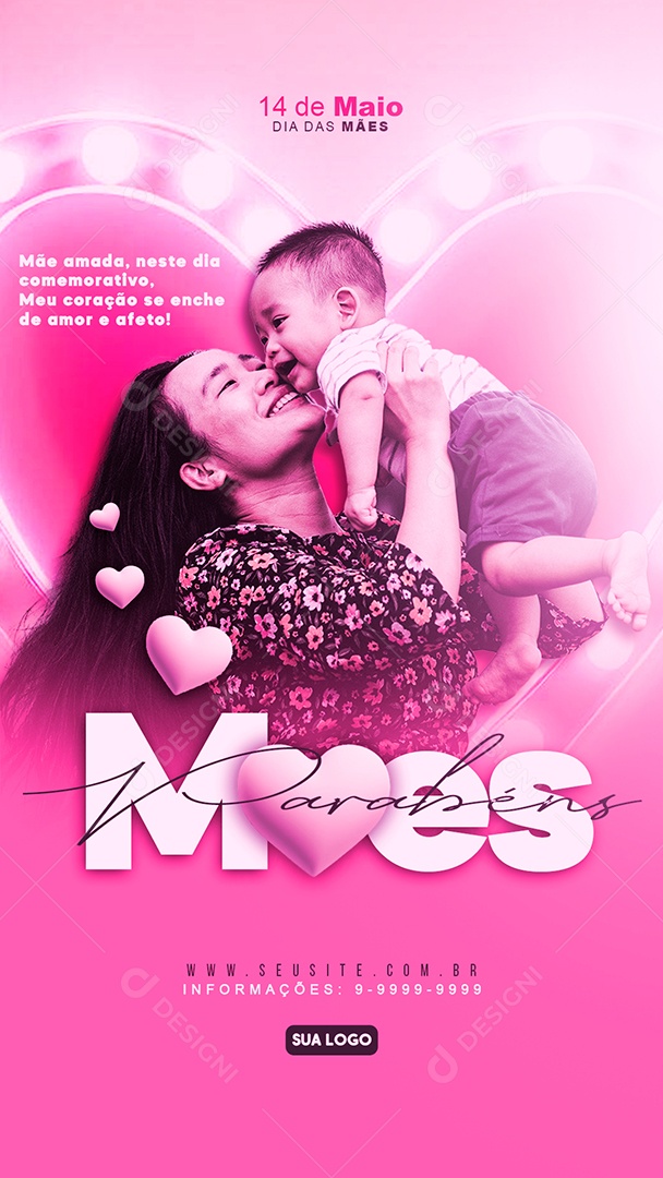 Story Parabéns Mães 14 De Maio Feliz Dia Das Mães Social Media PSD Editável
