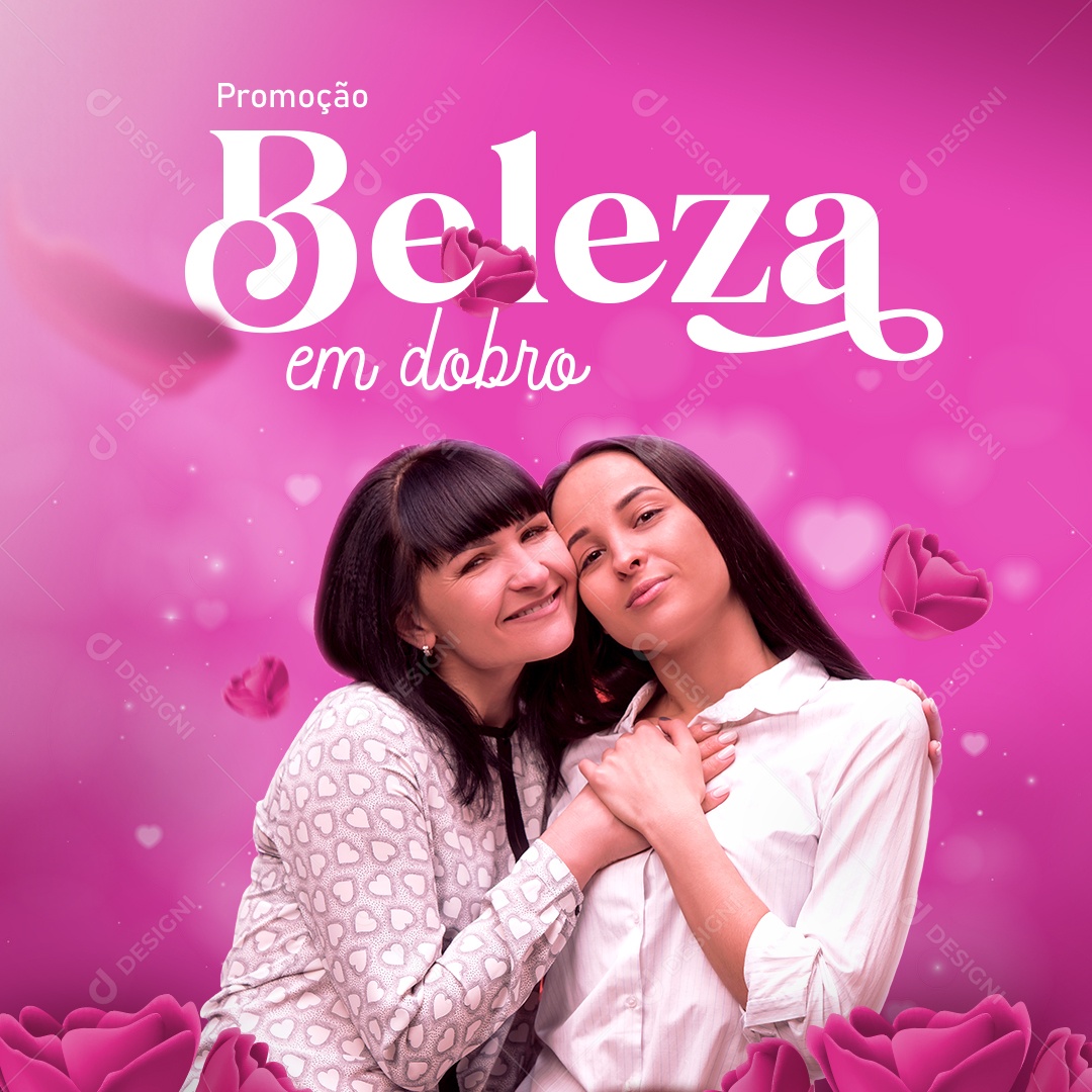 Social Media Promoção Beleza Em Dobro PSD Editável