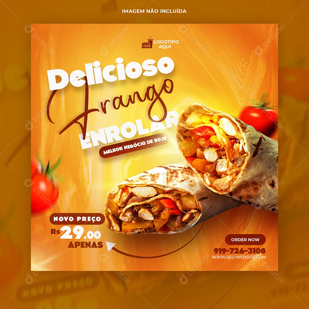Delicioso Frango Enrolar Social Media PSD Editavel
