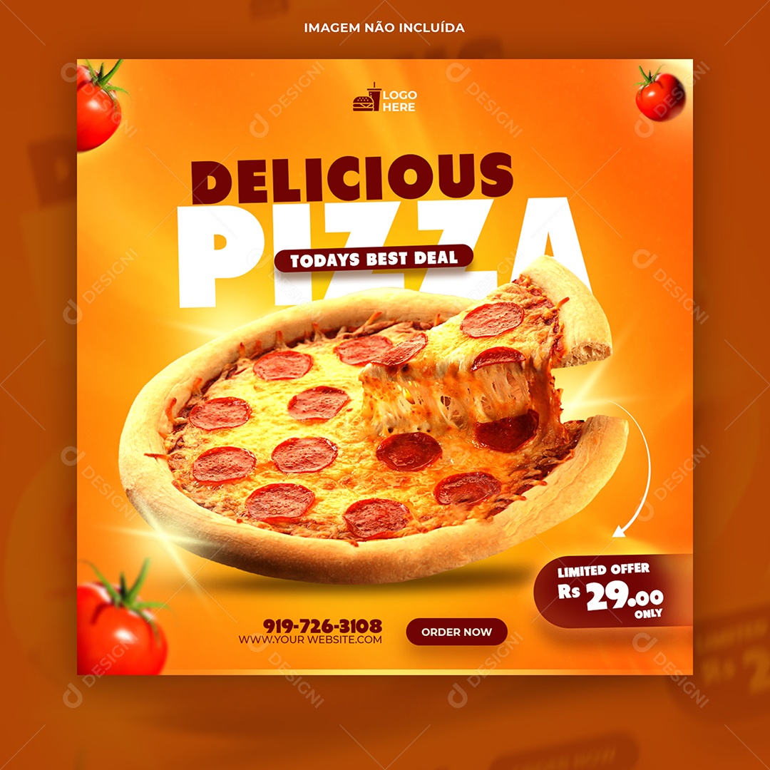Delicious Pizza Pizzaria Social Media PSD Editavel
