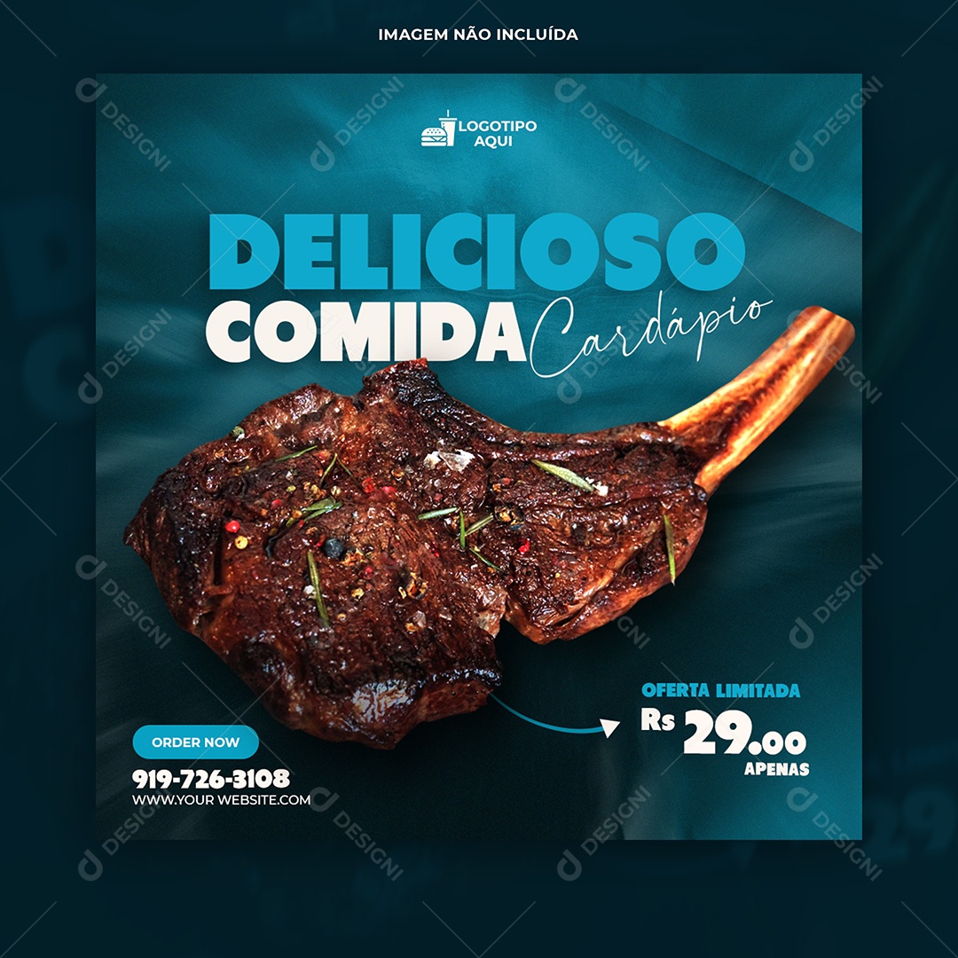 Social Media Delicioso Comida Cardápio PSD Editável