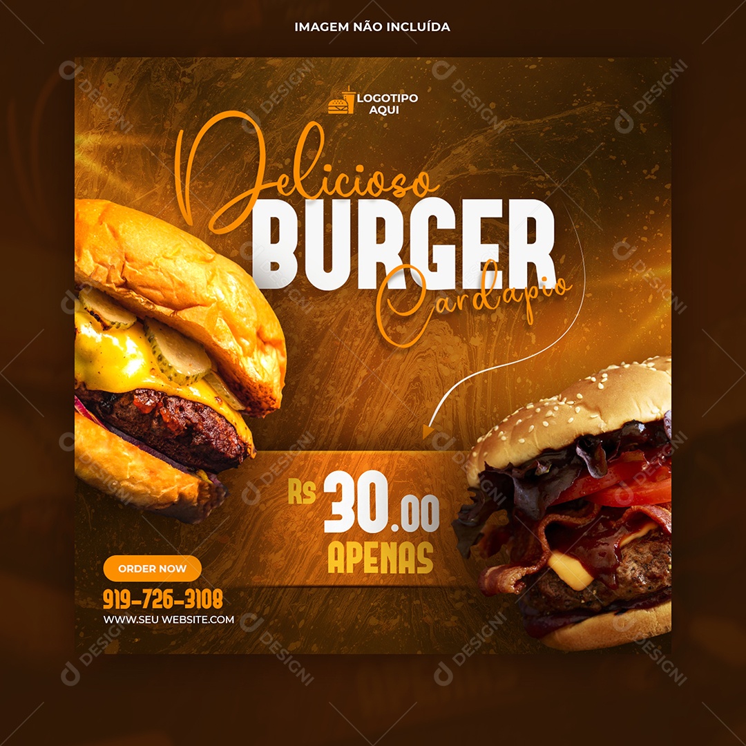 Social Media Delicioso Burguer Cardápio PSD Editavel