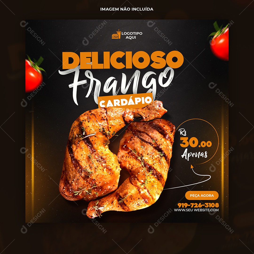 Delicioso Frango Cardápio Social Media PSD Editavel