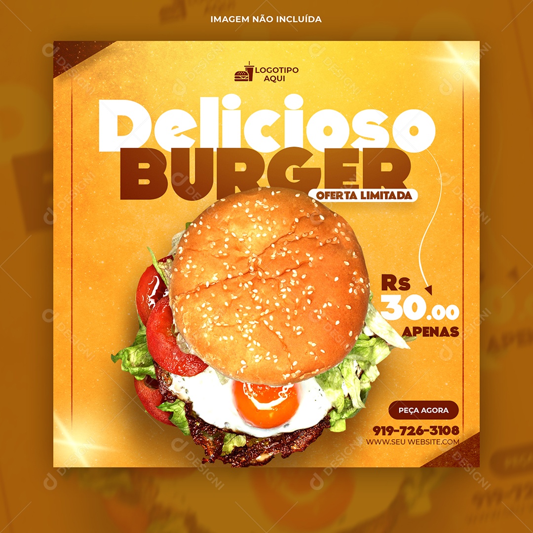 Delicioso Burguer Oferta Social Media PSD Editavel