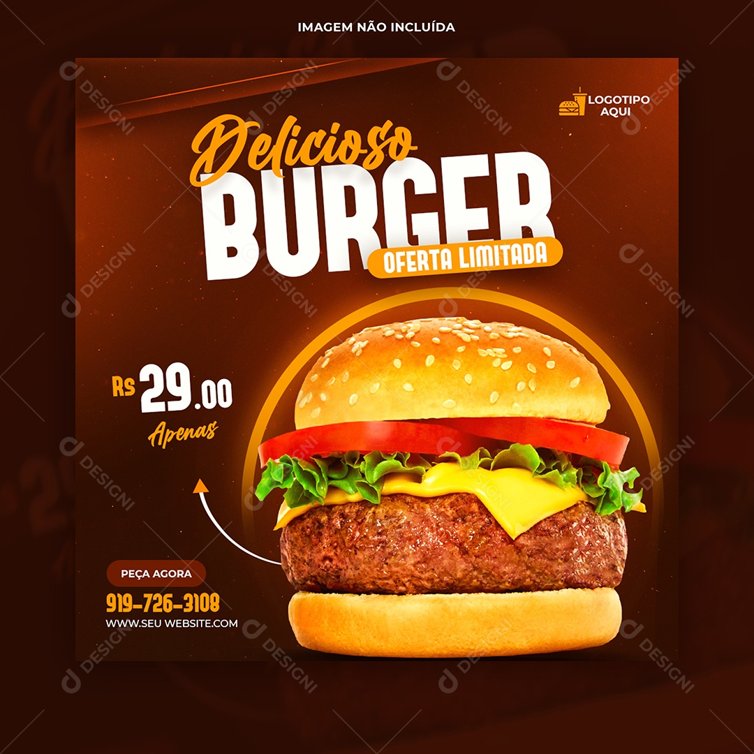 Delicioso Burguer Social Media PSD Editável