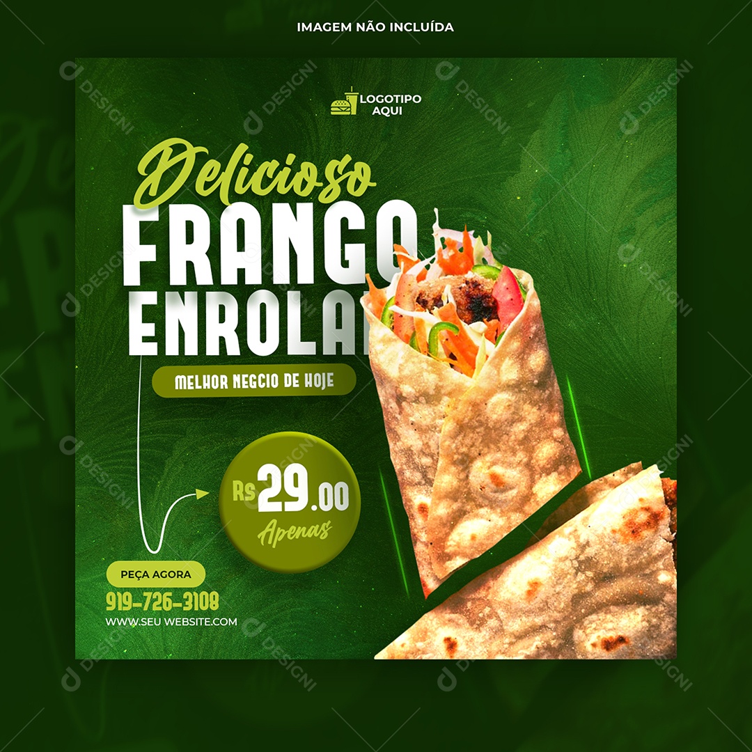 Social Media Delicioso Frango Enrola PSD Editavel