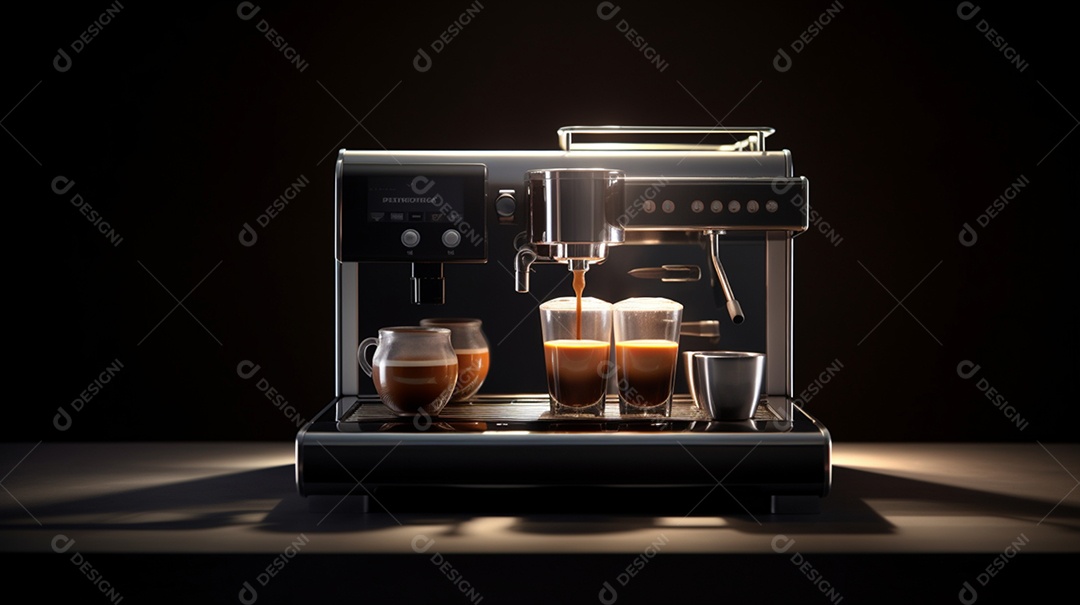 Xícara de café sobre uma mesa de cafeteira