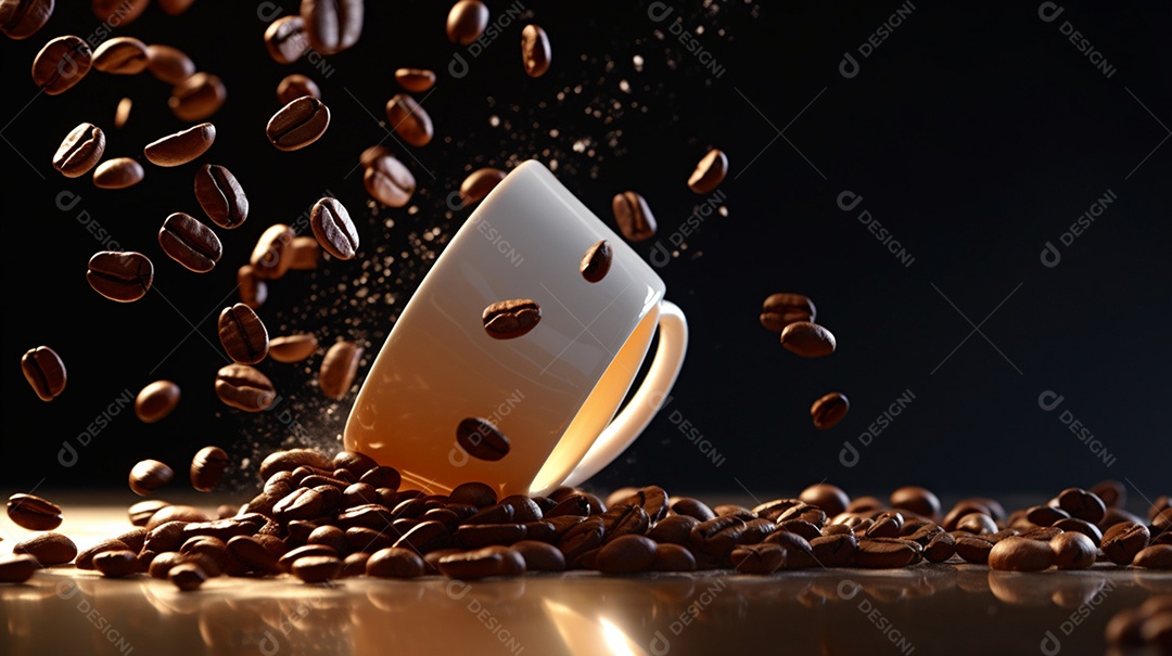 Xícara de café sobre uma mesa de madeira