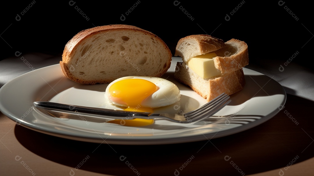 Pão sobre prato branco fundo isolado
