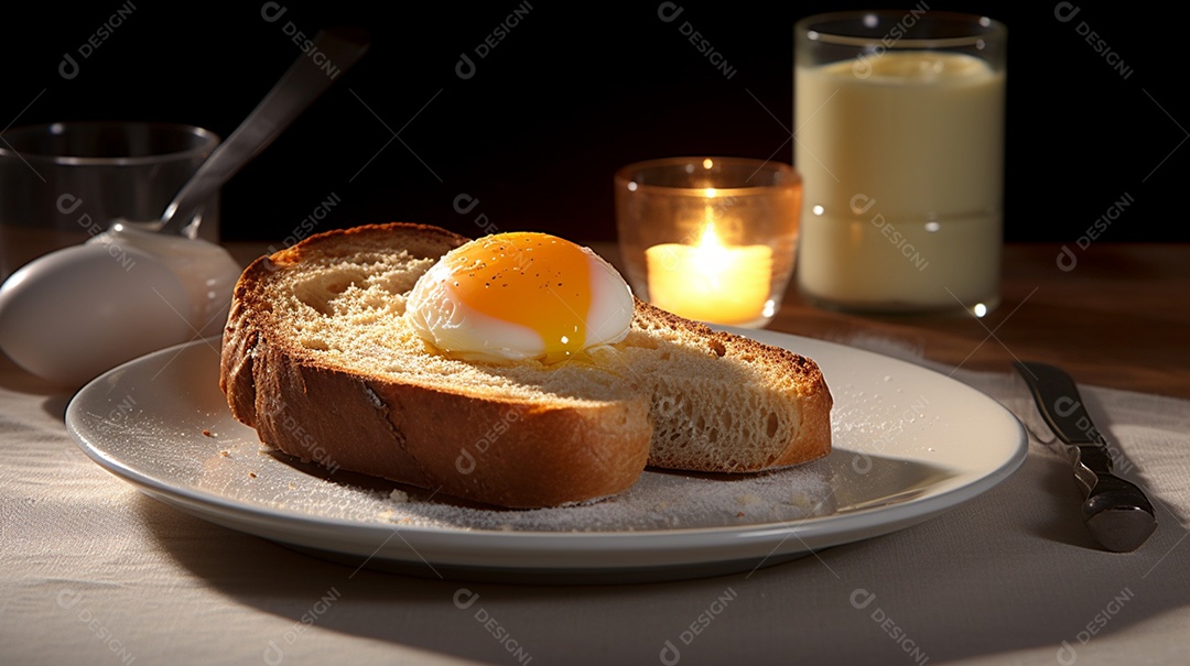 Pão sobre prato branco fundo isolado