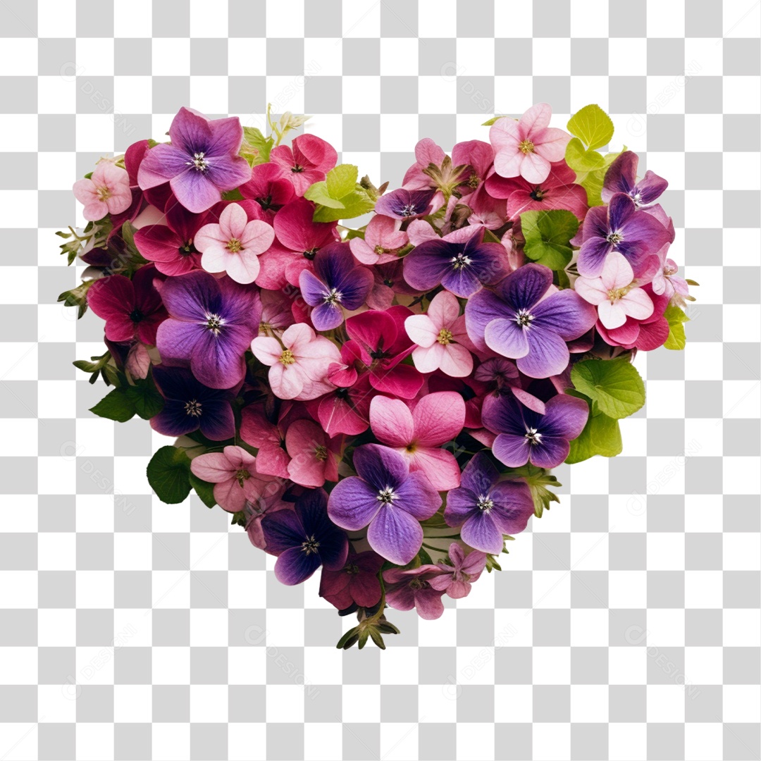 Flores Formando Coração PNG Transparente