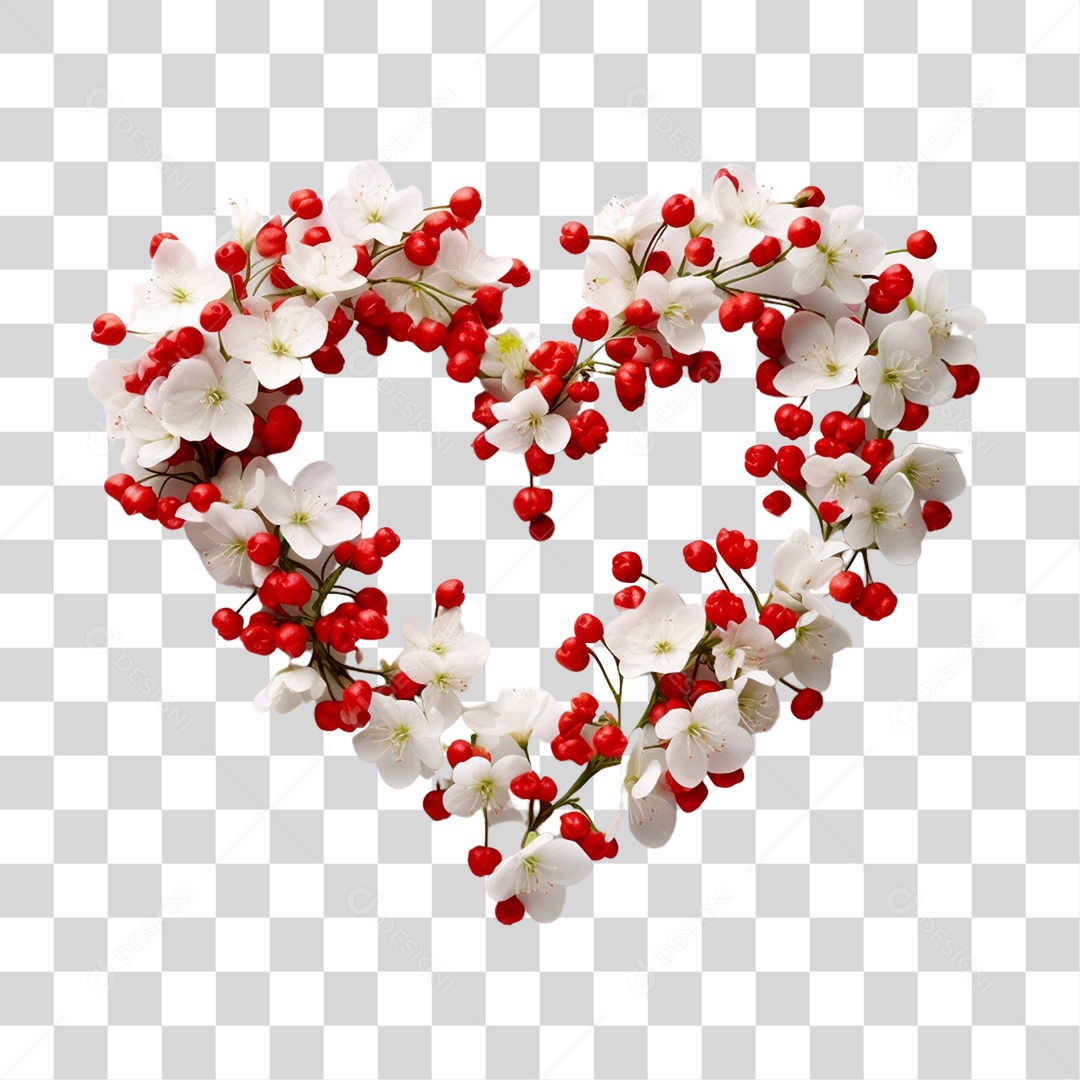 Flores Formando Coração PNG Transparente