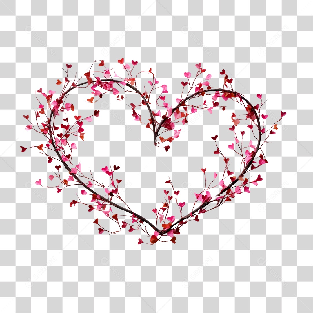 Flores Formando Coração PNG Transparente