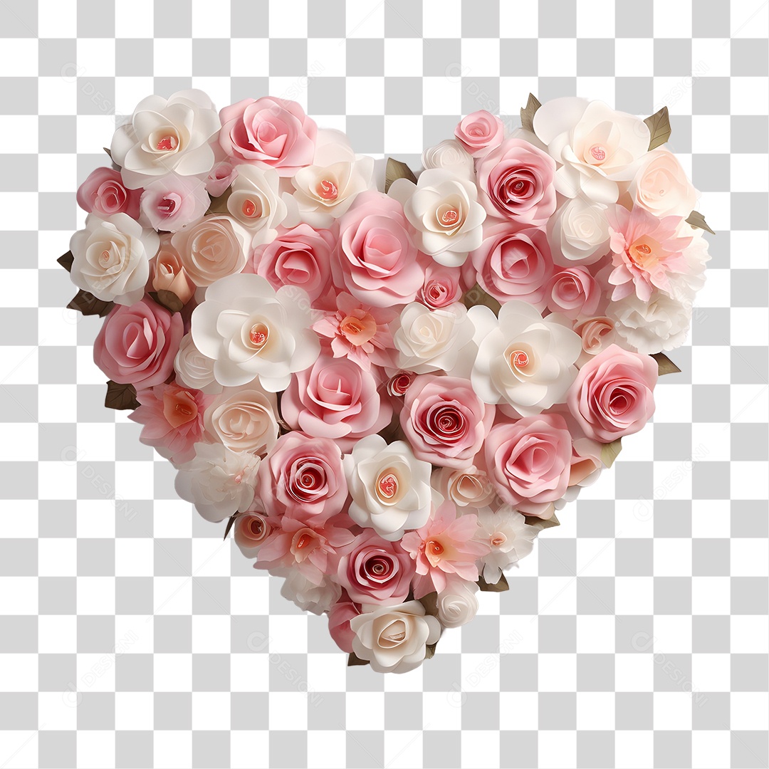 Flores Formando Coração PNG Transparente