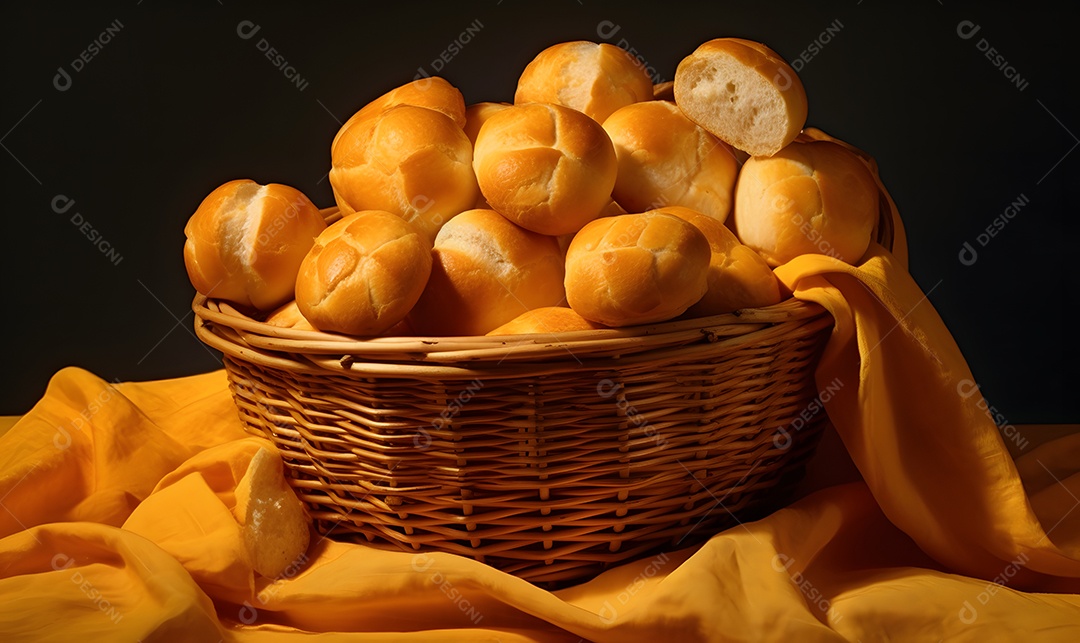 Cesta De Pão Em Fundo Laranjado