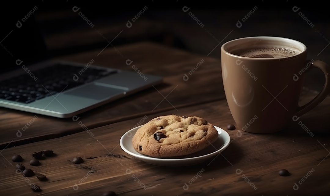 Xícara de café ao lado de bolos sobre uma mesa de café da manhã