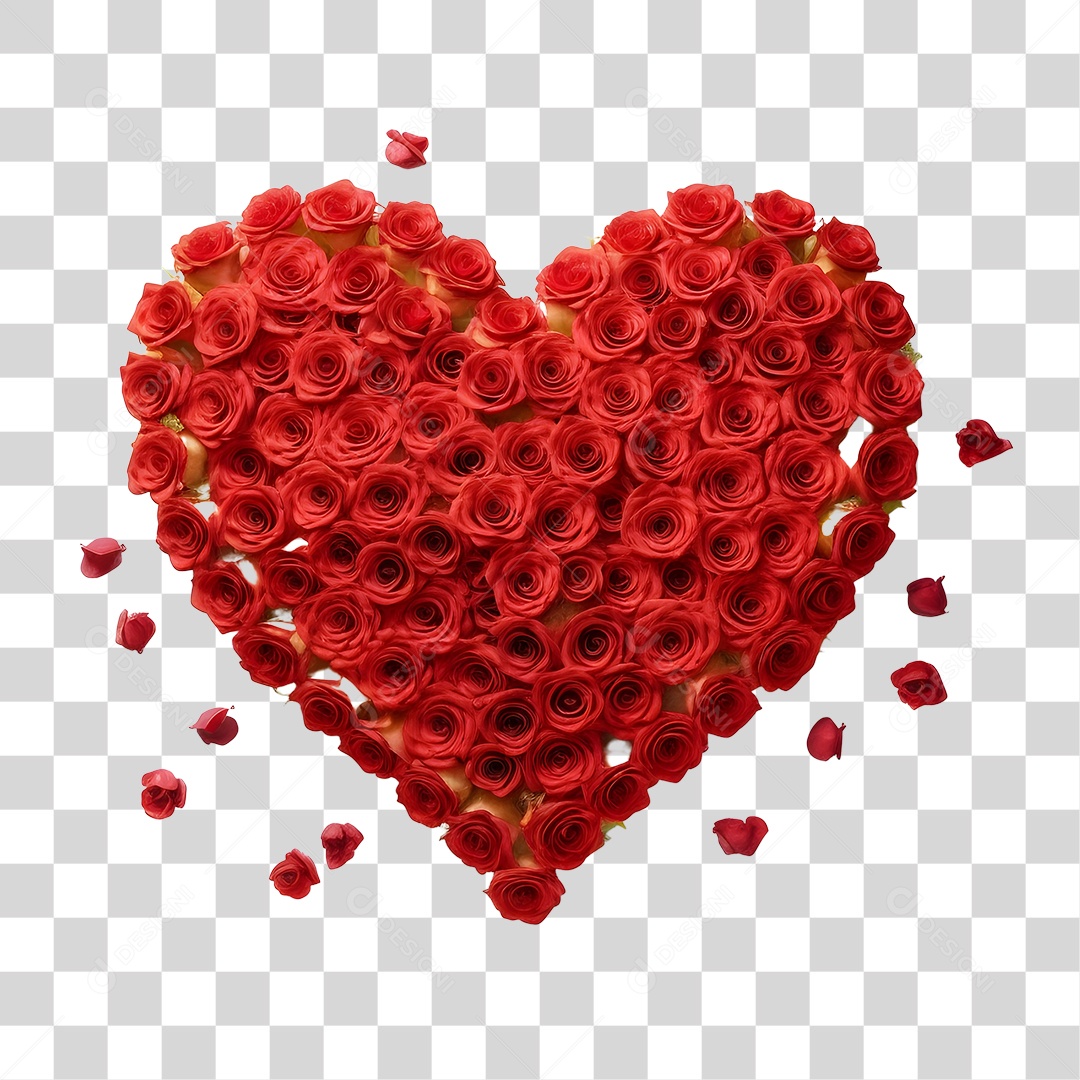 Flores Formando Coração PNG Transparente