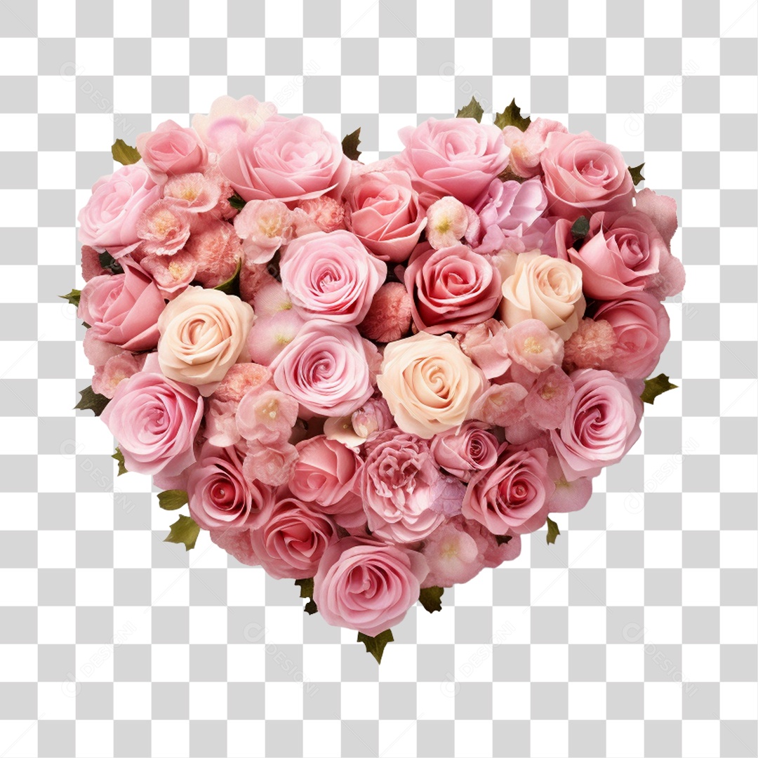 Flores Formando Coração PNG Transparente