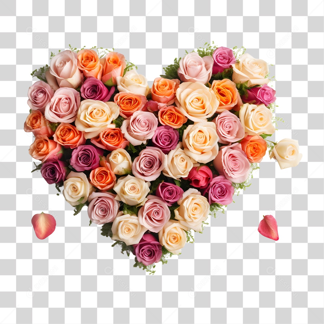 Flores Formando Coração PNG Transparente