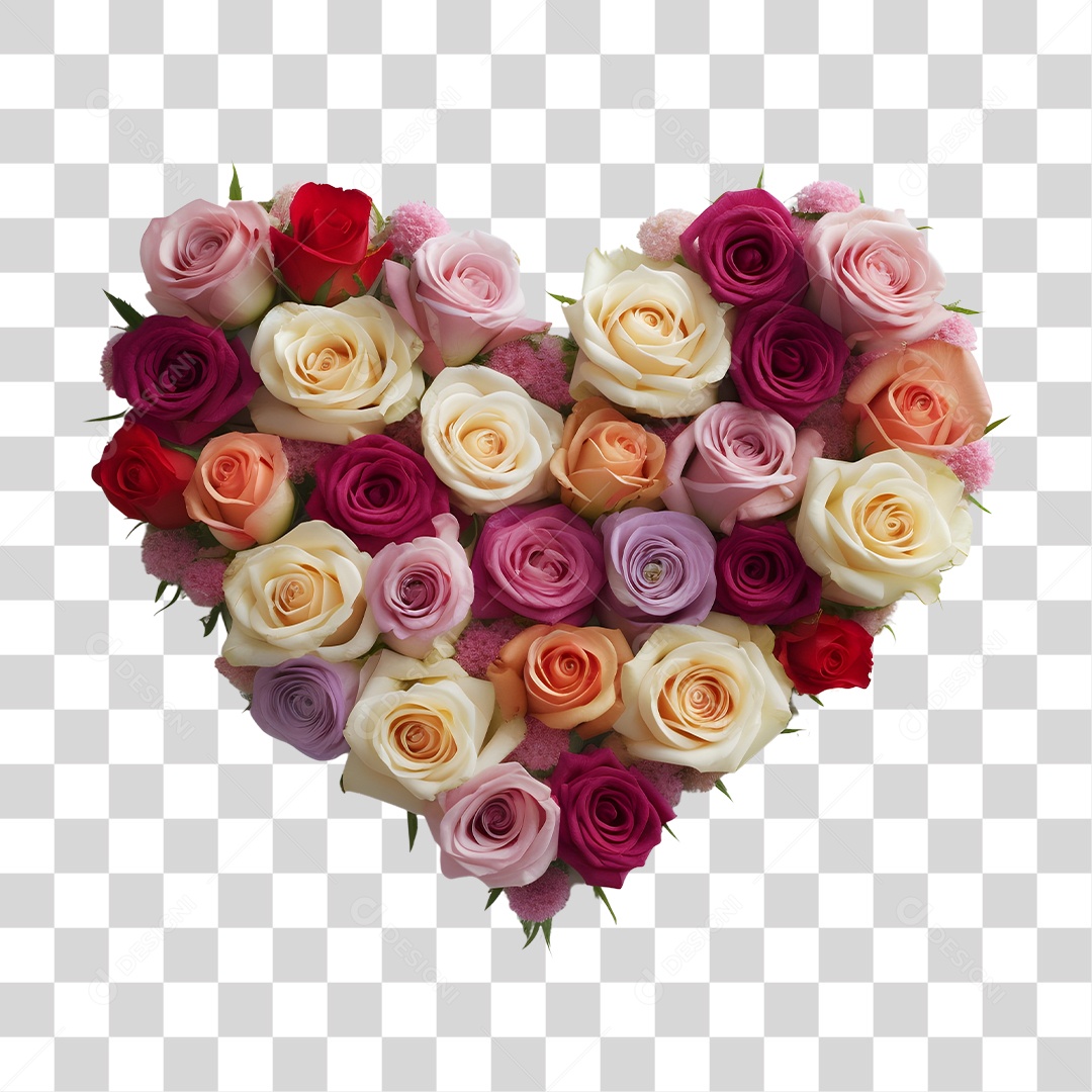 Flores Formando Coração PNG Transparente