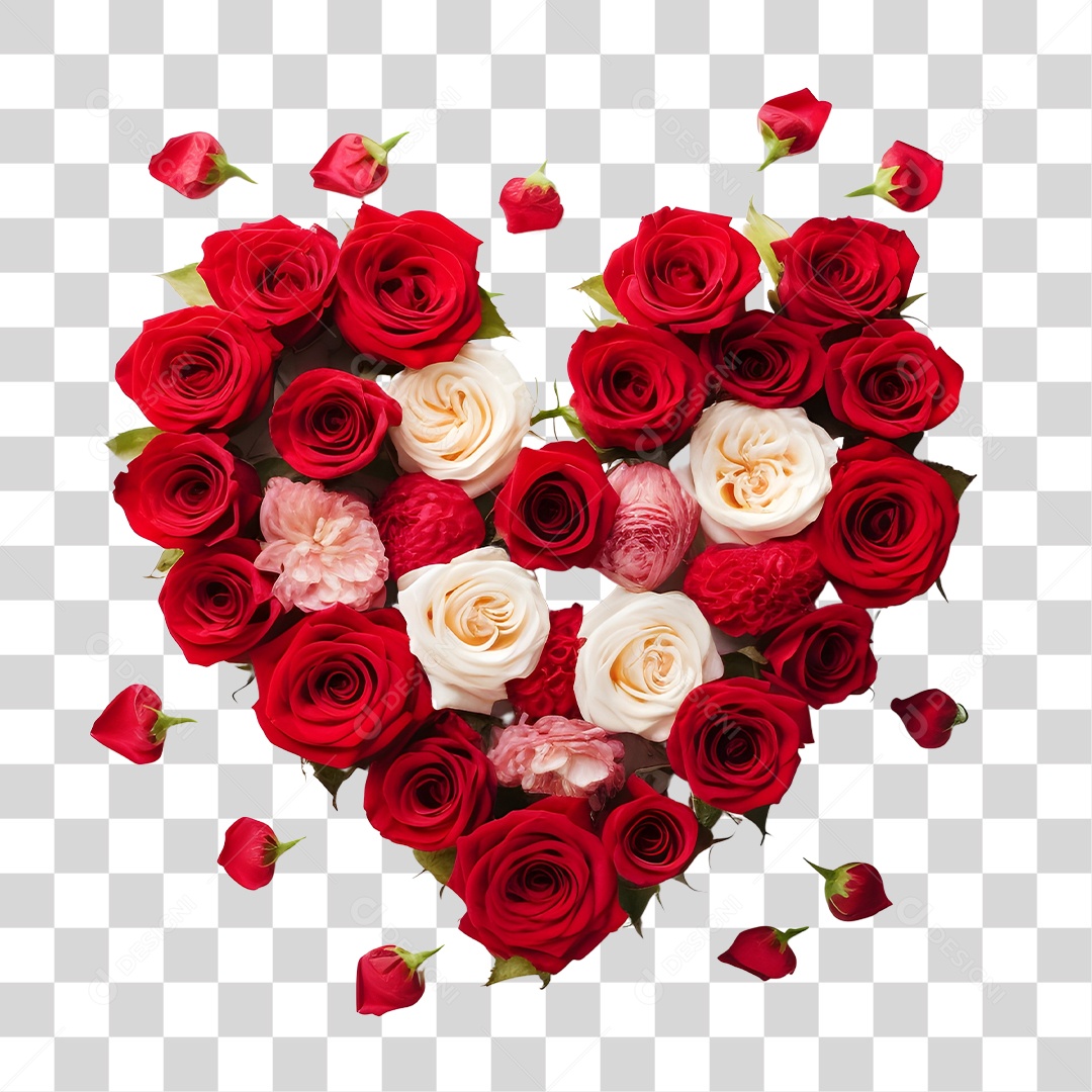 Flores Formando Coração PNG Transparente