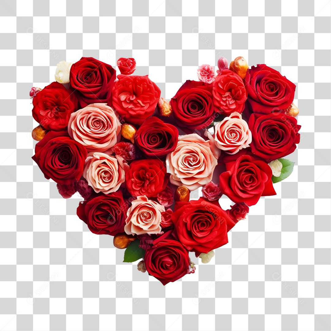 Flores Formando Coração PNG Transparente