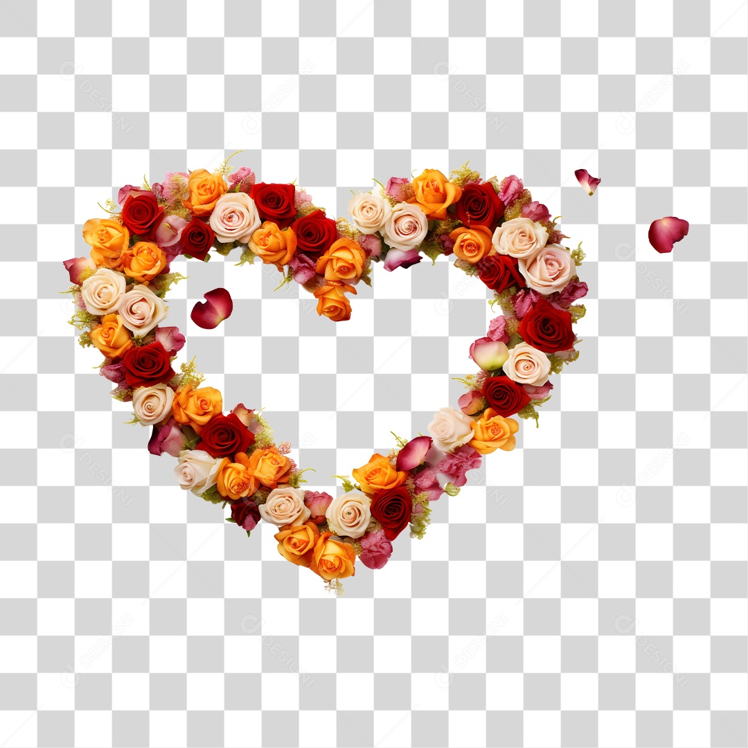 Flores Formando Coração PNG Transparente