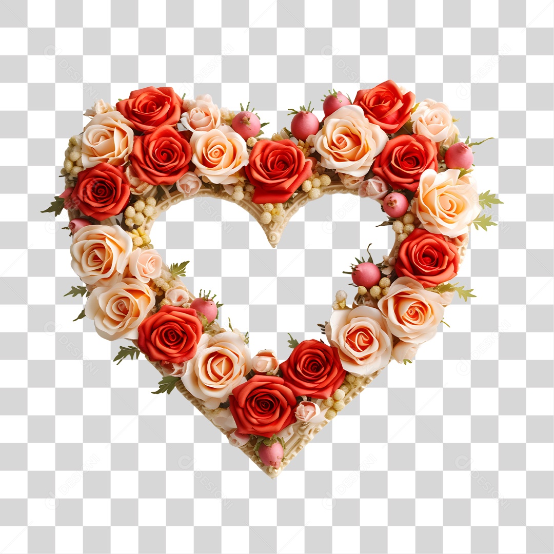 Flores Formando Coração PNG Transparente