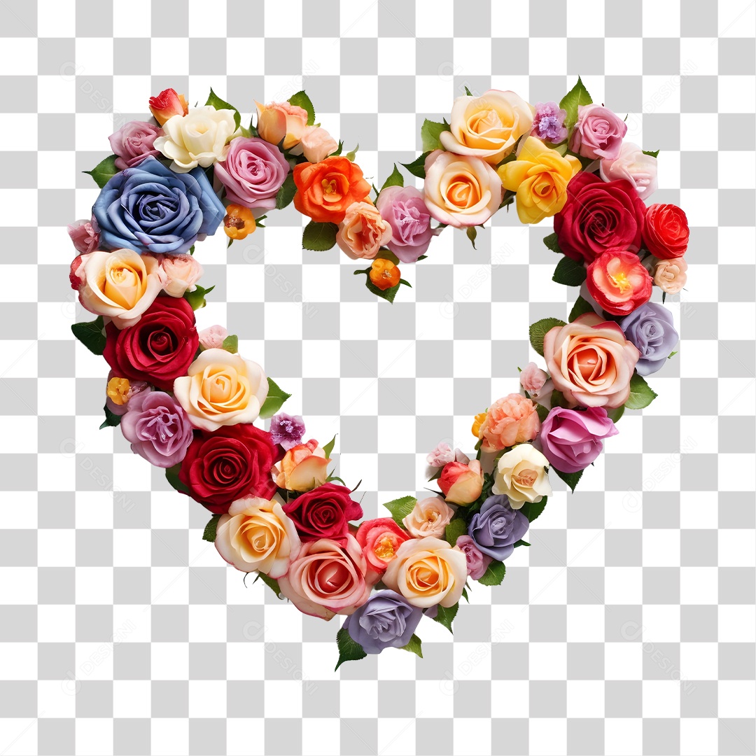 Flores Formando Coração PNG Transparente