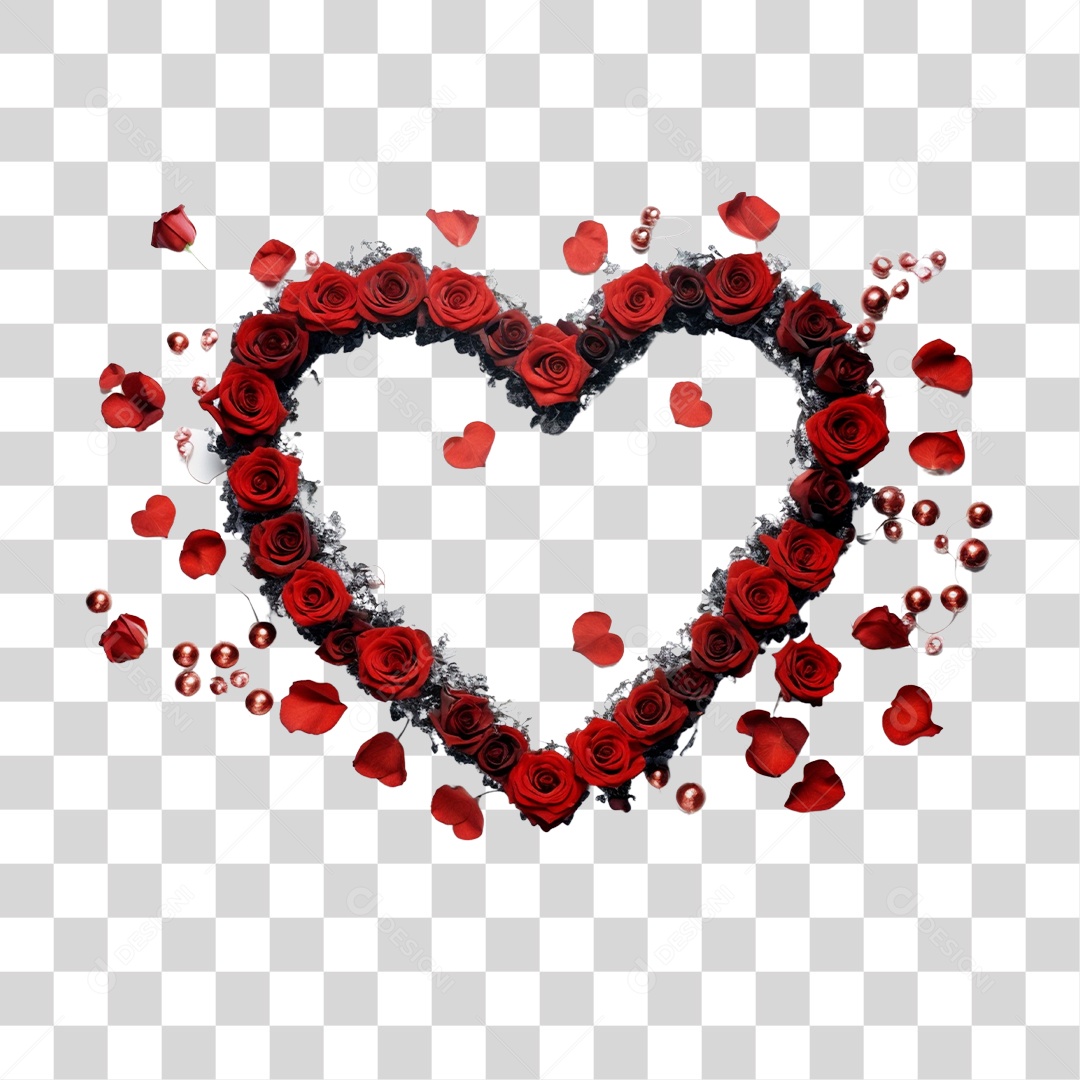 Flores Formando Coração PNG Transparente